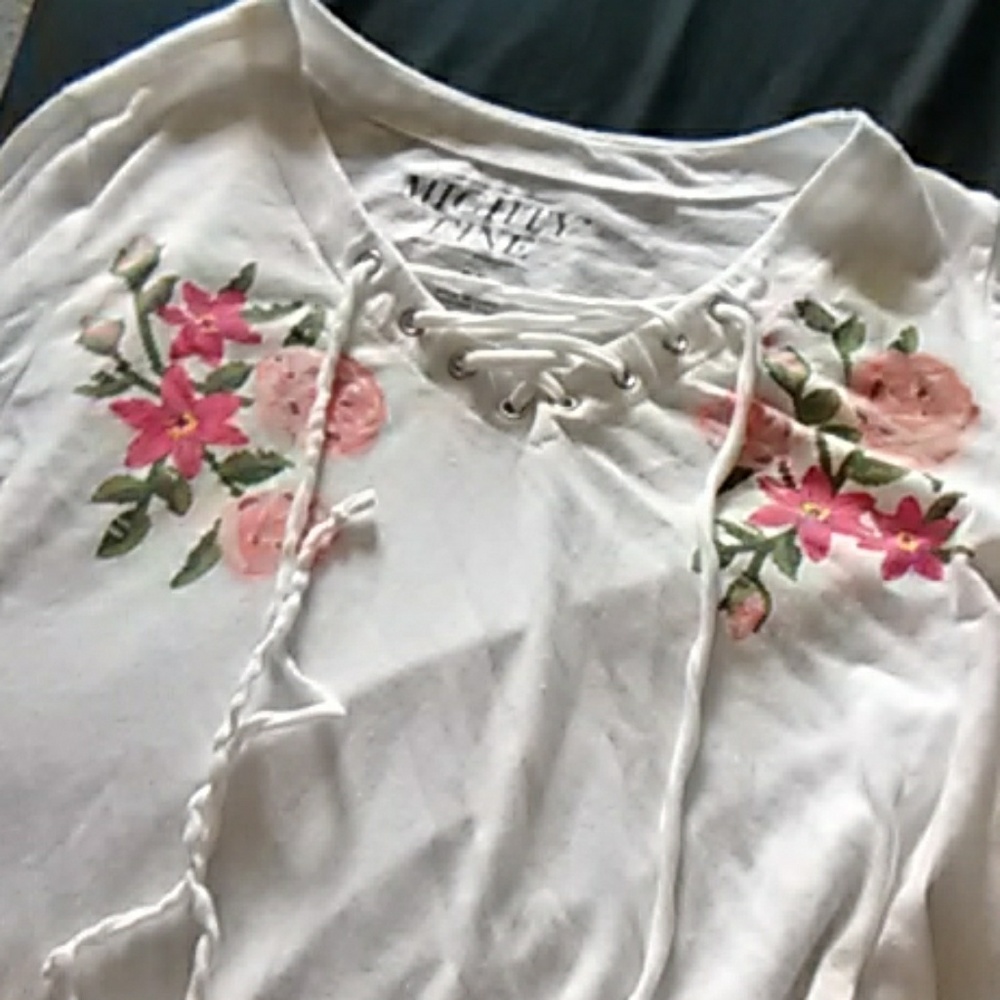 White floral tie up top